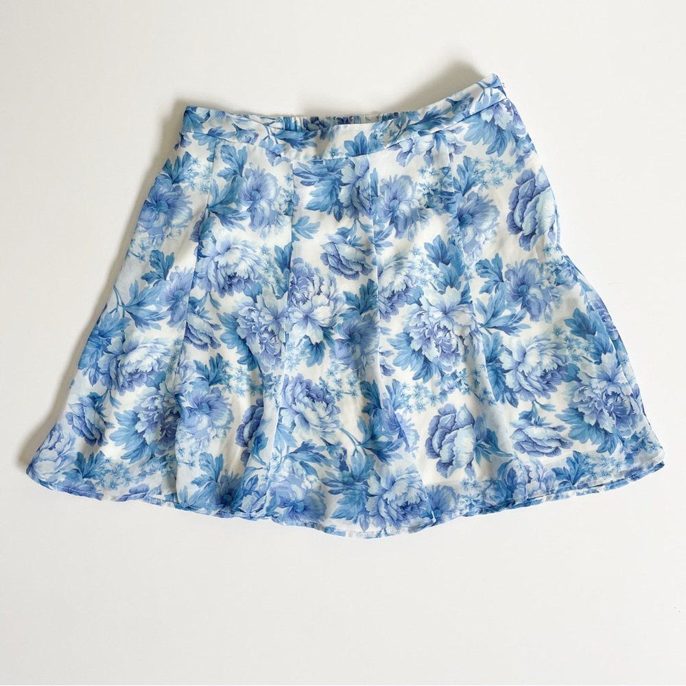 Show Me Your MuMu Blue and White Floral A-Line Mini Skirt